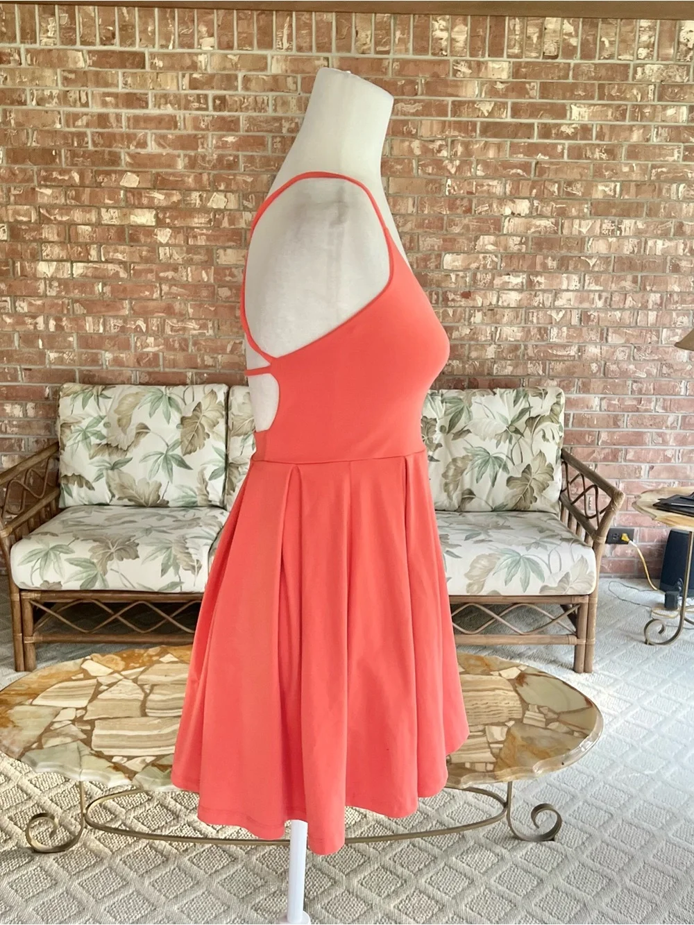 Susana Monaco Coral Strappy Back Pleated Mini Knit Fit & Flare Dress XS Sundress